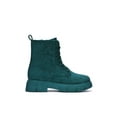 thumbnail image 1 of Cape Robbin Women Ankle Combat Boots Lug Platform Sole Booties Lace Up Round Toe Side Zipper Suede SHANDA Dark Blue Green Teal 5, 1 of 4