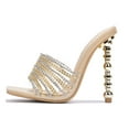 thumbnail image 1 of Cape Robbin Women High Heels Square Open Toe Shoes Unique Design Silver Gold Bling CATANA Beige Nude 8, 1 of 4