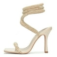 thumbnail image 1 of Cape Robbin Women Stiletto High Heels Coil Cord Leg Design Square Toe Modern RINGRING Beige Nude 7.5, 1 of 5