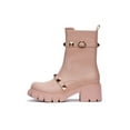 thumbnail image 1 of Cape Robbin YURI Embellished Buckle Strap Block Chunky Heel Moto Boots Nude (Nude, 10), 1 of 5