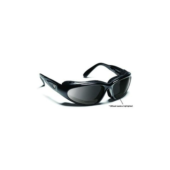 Cape Sharp View Gray Plus 2.50 Reader Sunglasses- Glossy Black - Small & Large