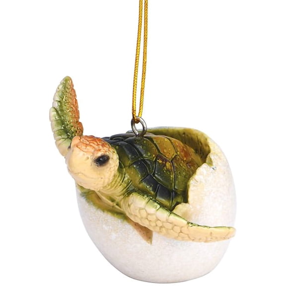 Cape Shore Christmas Glossy Resin Baby Turtle Hatching from Shell Holiday Tree Decoration, Home Collection
