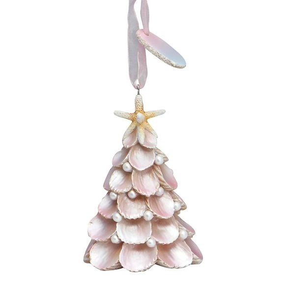 Cape Shore Christmas Resin Ornament, White Shell Tree, Holiday Tree Decoration, Home Collection