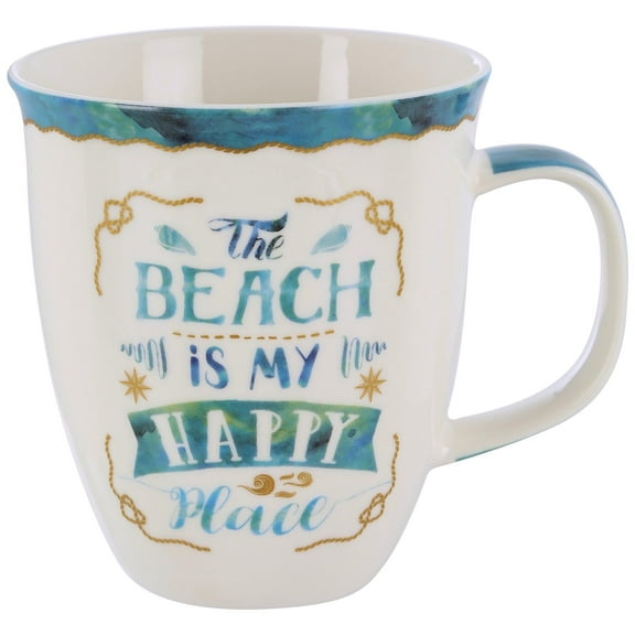 Cape Shore Harbor Coffee Tea Mug Cup, Beach Is My Happy Place Gifts for Birthday Christmas, 15 Oz