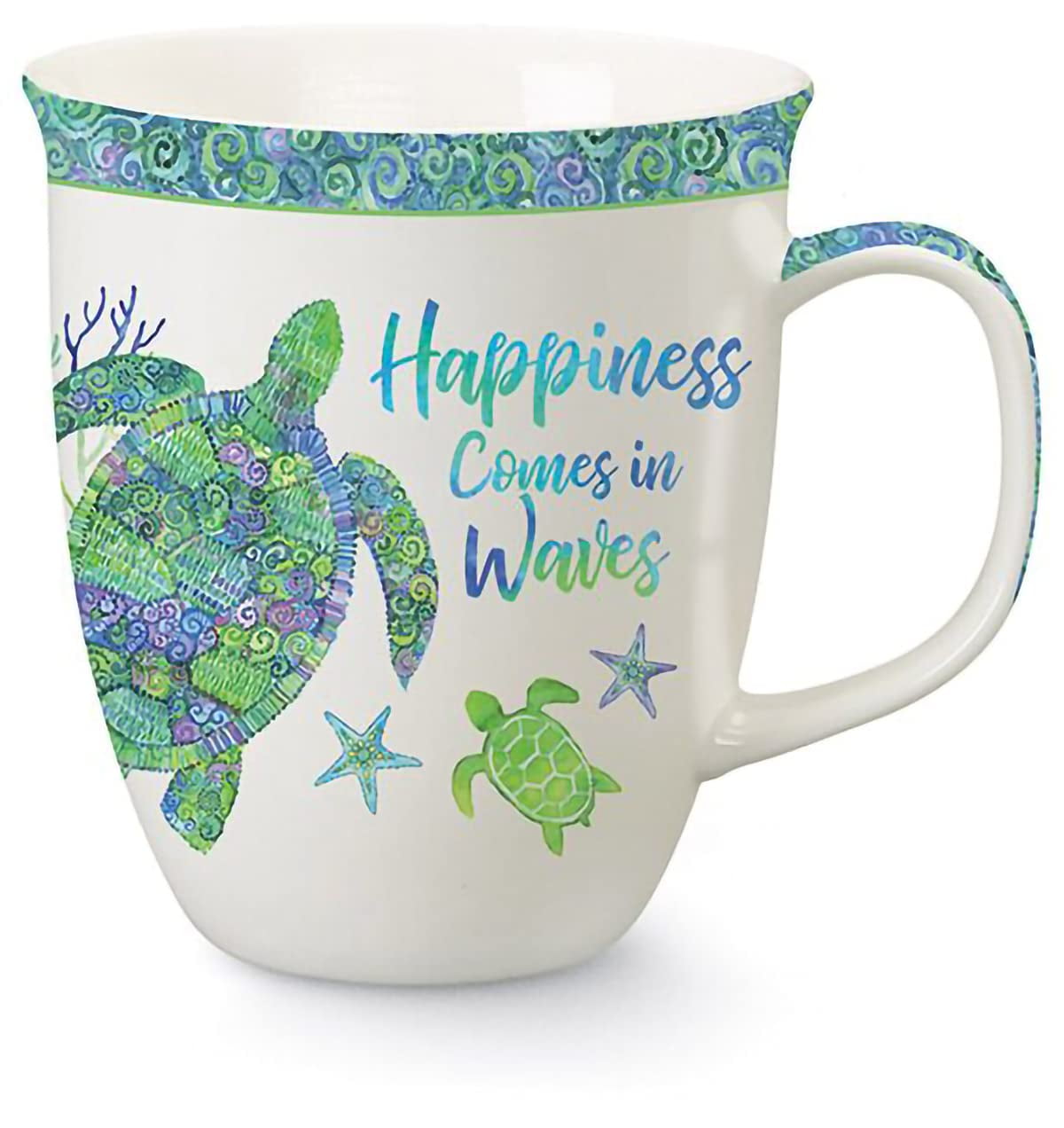 Cape Shore Harbor Coffee Tea Mug Cup, Happiness Comes In Waves Gifts for  Birthday Christmas, 15 Oz
