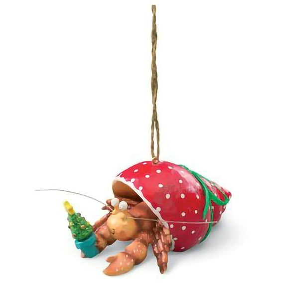 Cape Shore Pet Hermit Crab in Holiday Red Shell Christmas Tree Ornament