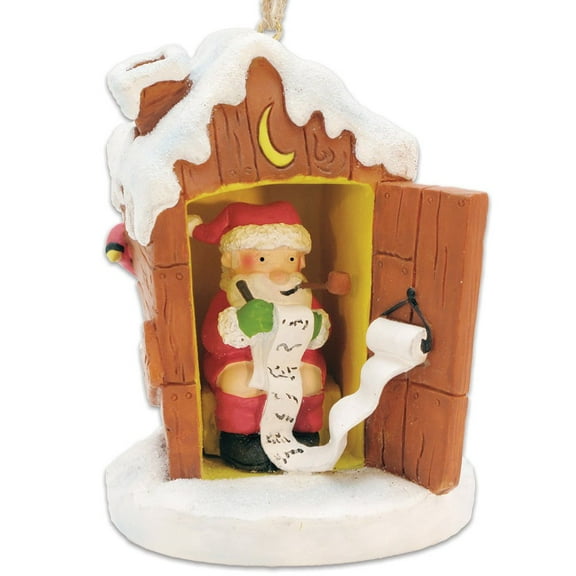Cape Shore Santa in Outhouse Making His List Christmas Ornament