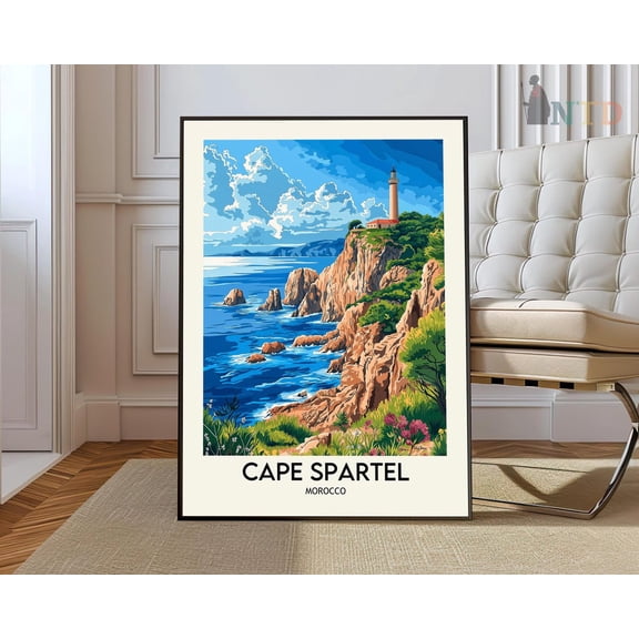 Cape Spartel Poster, Cape Spartelcape Spartel Print, Cape Spartel Photo, Cape Spartel Map, Cape Spartel Morocco, Tangier Morocco Wall Art, Modern Wall Decor, 16x24 UNFRAMED