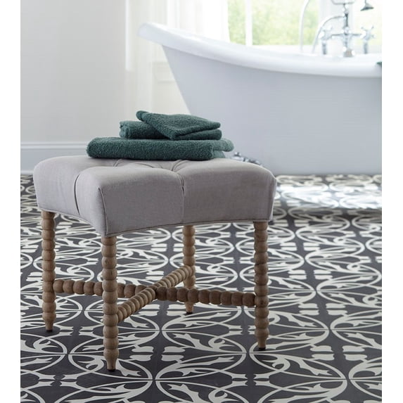 Cape Town Bobbin Turned Occasional Stool, Linen Upholstery