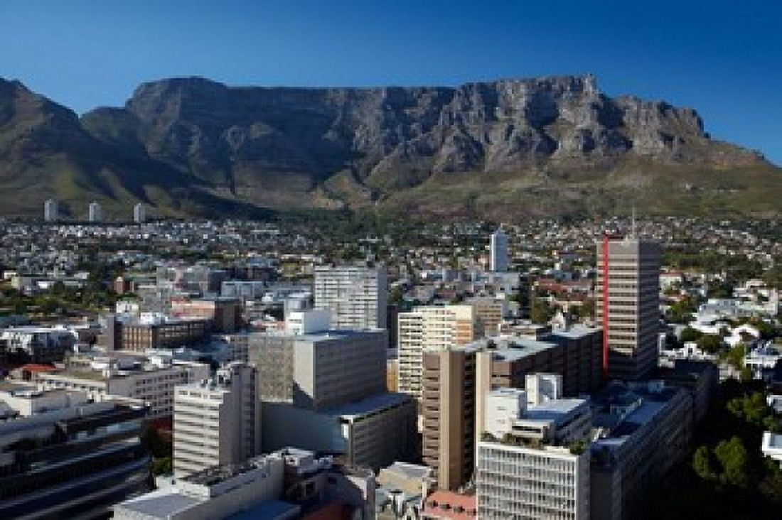 Cape Town CBD and Table Mountain Cape Town South Africa Canvas Art - David Wall DanitaDelimont (38 x 25)