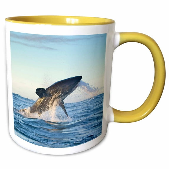 3drose, Cape Town, Great White Shark Moves to Strike a Seal-af42 Bja0006 - Janyes Gallery, 11oz Two-tone Yellow Mug