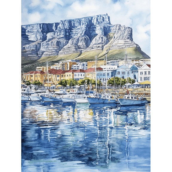 Cape Town Harbor Waterfront Canvas Print/Wall Art Suitable for Living RoomOffice Yacht Club and Coastal Home Decor.