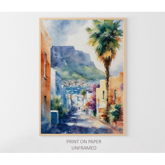 Cape Town Poster: Table Mountain, South Africa Cityscape, Unframed Poster Size 8x12