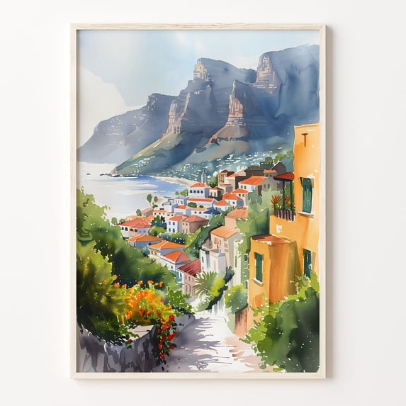 Cape Town Table Mountain South Africa Coastal Art Wall Poster , Poster ...