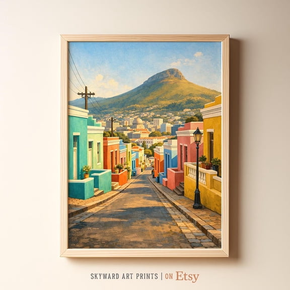 Cape Town Vintage Travel Print, Unframed Paper Poster 16x20in