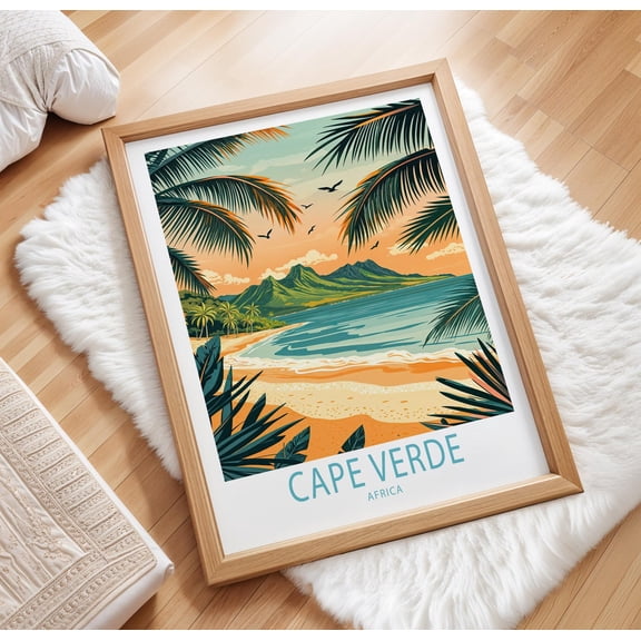 Cape Verde Coastal Digital Illustration Wall Art Home Decor