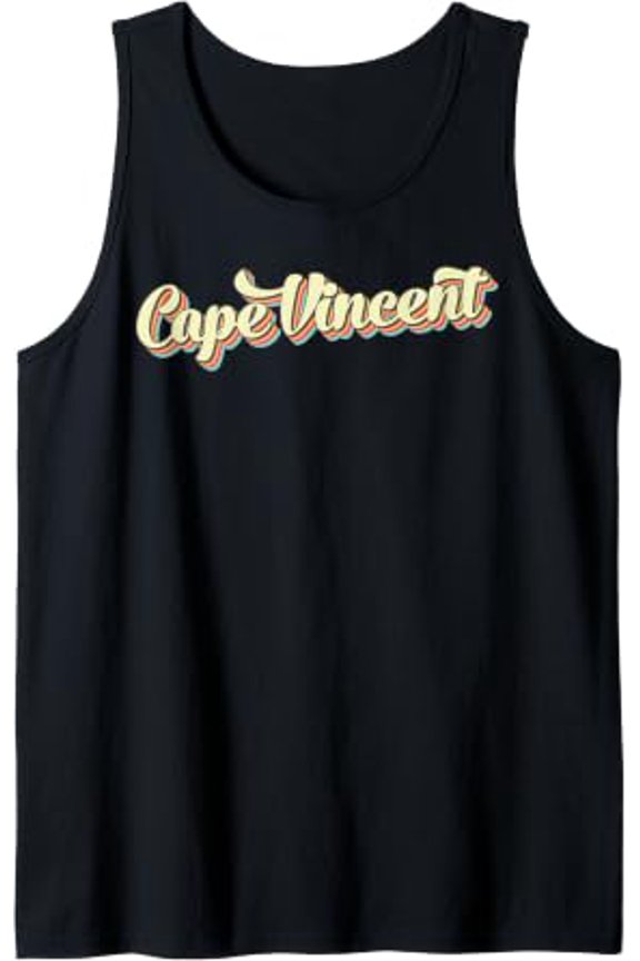 Cape Vincent Retro Art Baseball Font Vintage Tank Top Size S-3XL