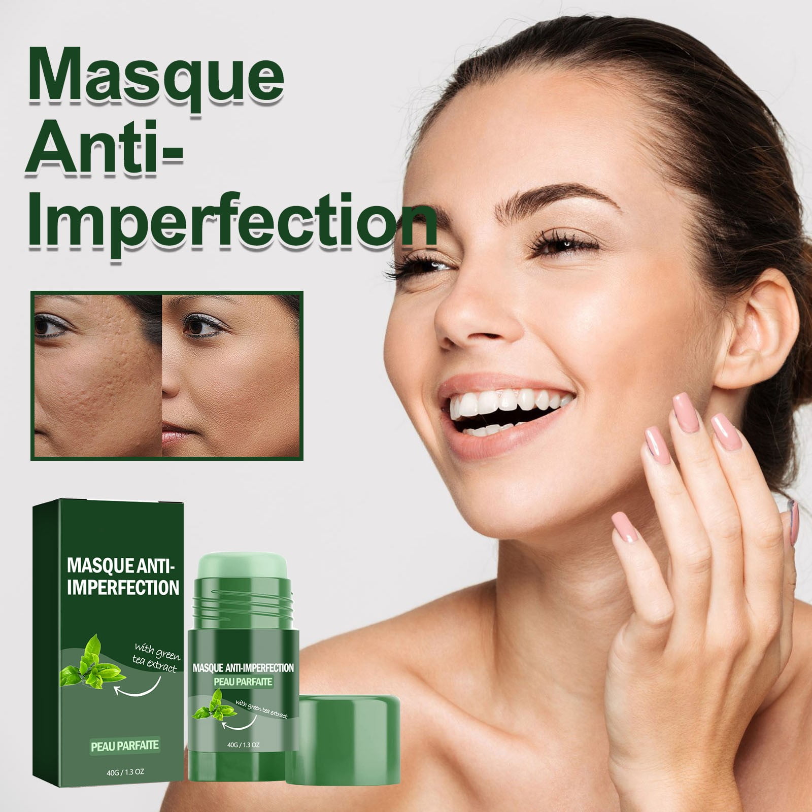 Capebale Facial Wash for All Skin Types , Stick Green Tea Removing The