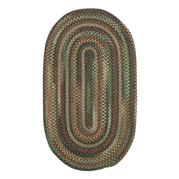 "Capel American Heritage 5x8 Oval Braided Area Rug - Green Multi - Traditional Indoor Rug for Living Room"