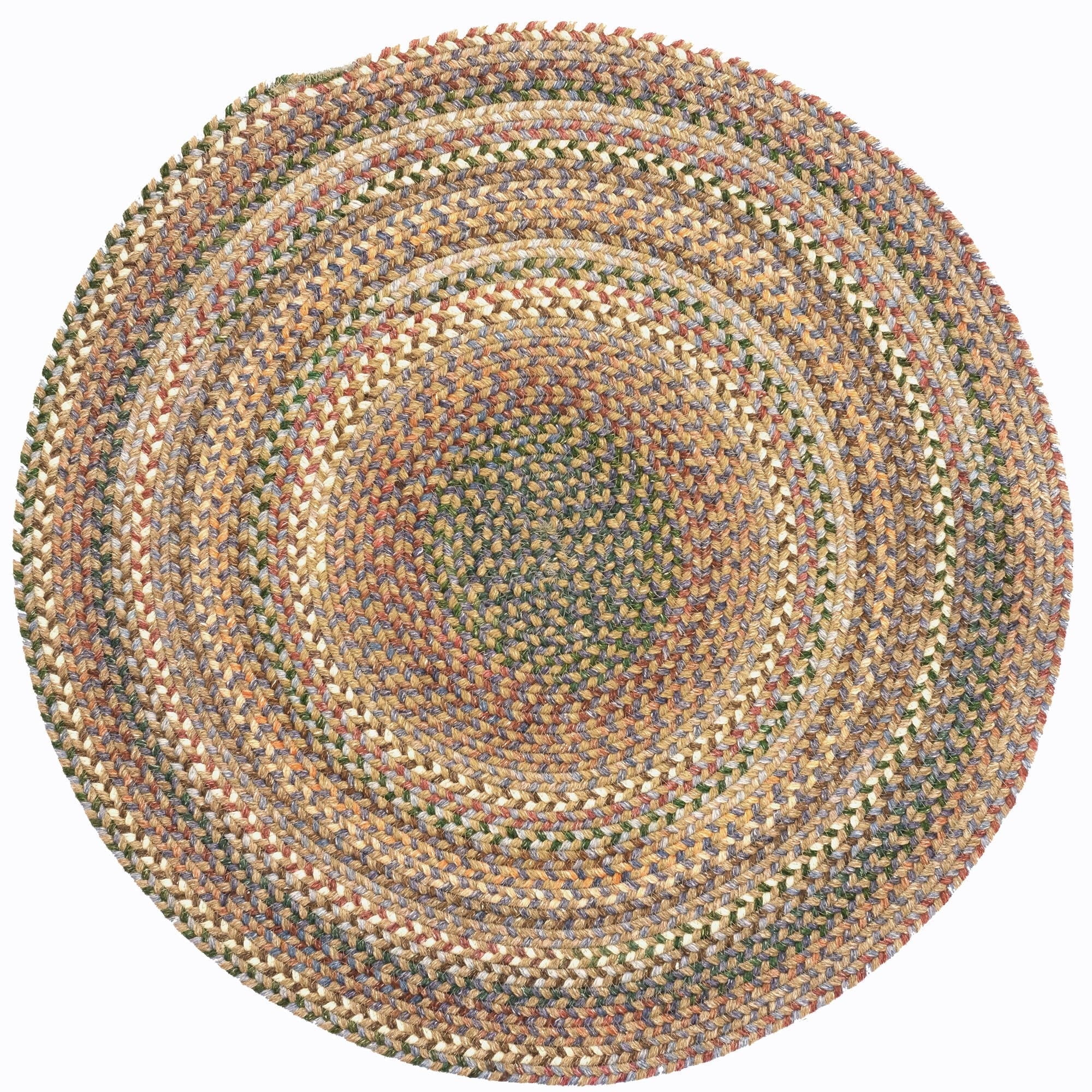 "Capel American Heritage Braided Area Rug - 5' Round Moss Multi - Traditional Indoor Rug for Living Room"
