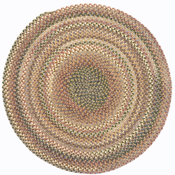 "Capel American Heritage Braided Area Rug - 5' Round Moss Multi - Traditional Indoor Rug for Living Room"