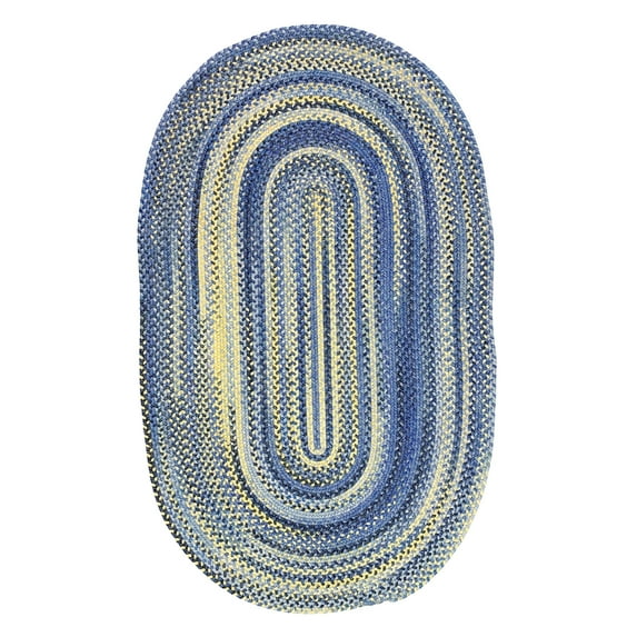 "Capel American Heritage Braided Area Rug - Oval 2' x 36" Blue Yellow - Traditional Indoor Rug for Living Room at Walmart"