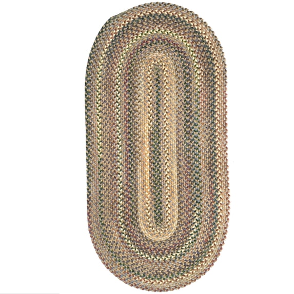 "Capel American Heritage Braided Area Rug - Oval, Moss Multi - 2x4 Living Room Rug"