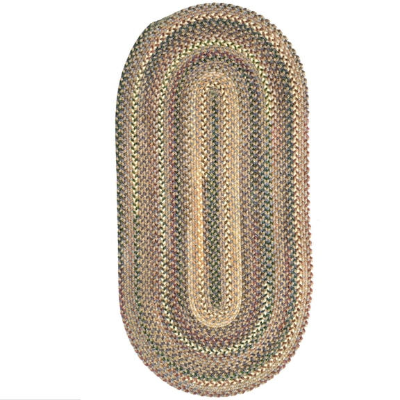 "Capel American Heritage Braided Area Rug - Oval, Moss Multi - 2x4 Living Room Rug"