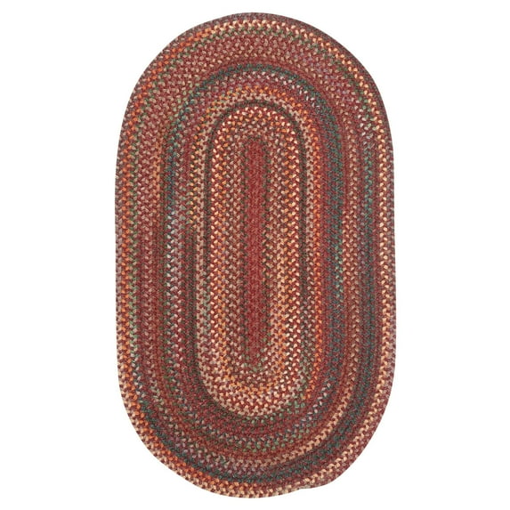 Capel American Heritage Braided Oval Area Rug in Red | 36" x 5' Traditional Indoor Living Room Rug