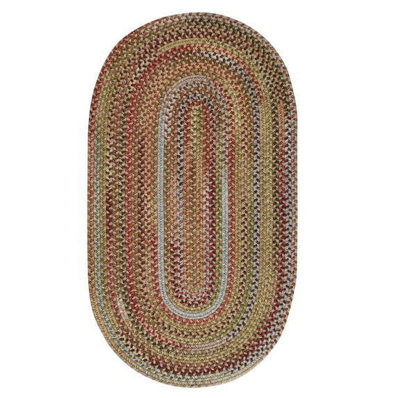 "Capel American Heritage Braided Oval Rug 36" x 5' - Olive Tan for Living Room | Traditional Indoor Area Rug"