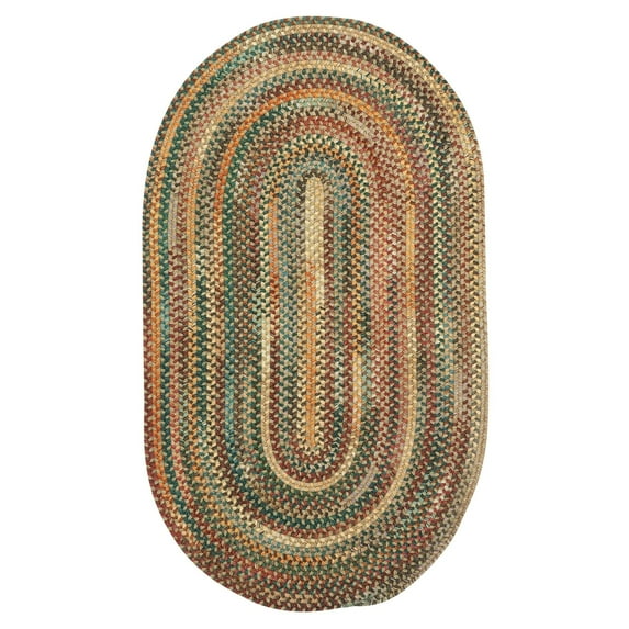 "Capel American Heritage Oval Runner Braided Area Rug - 2' 0" x 6' 0" Tan Multi | Traditional Indoor Rug for Living Room"