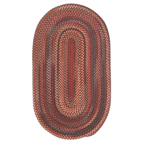 "Capel American Heritage Red Braided Oval Area Rug 2' x 36" - Classic Charm for Your Living Room!"