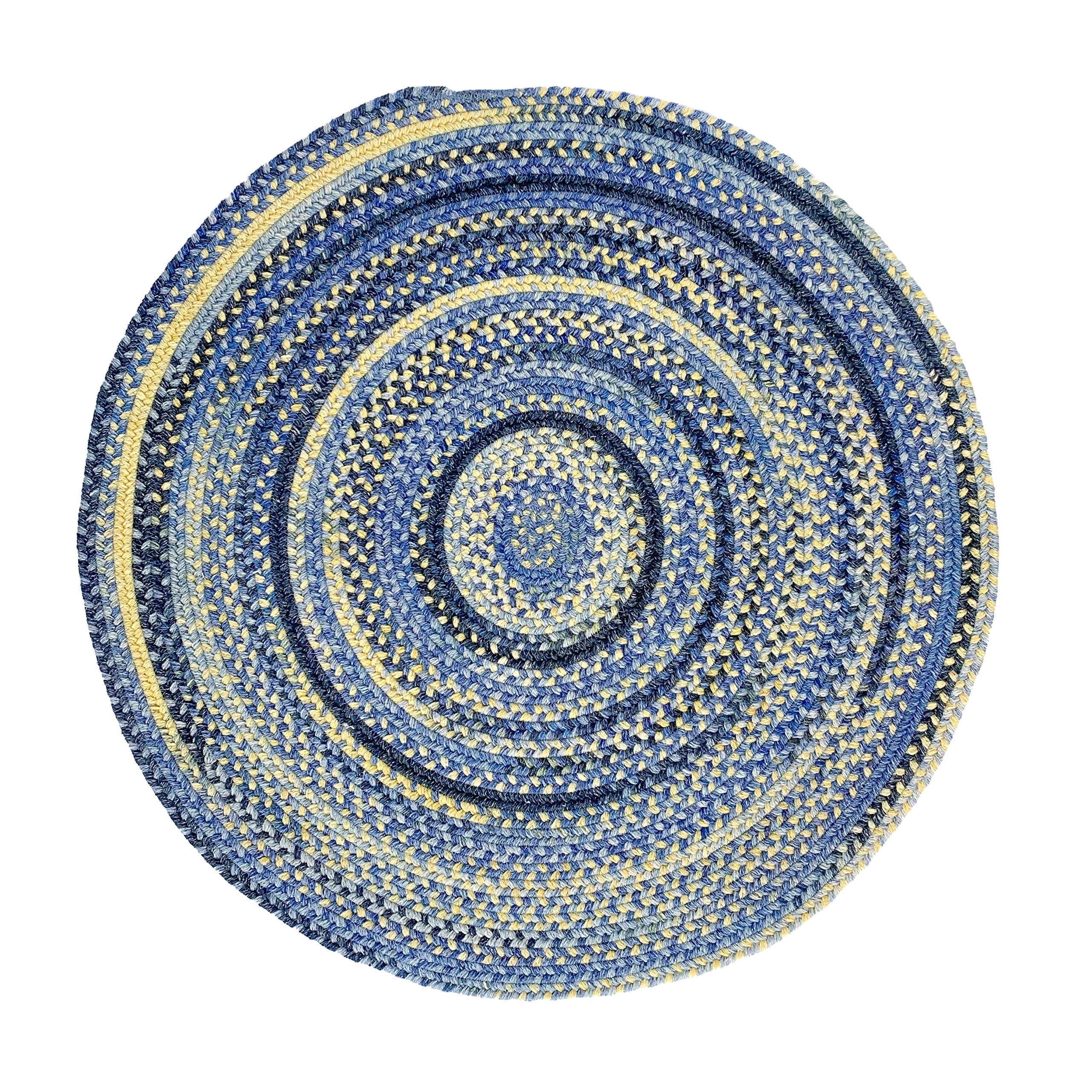 "Capel American Heritage Braided Area Rug - 5' Round Blue Yellow ...