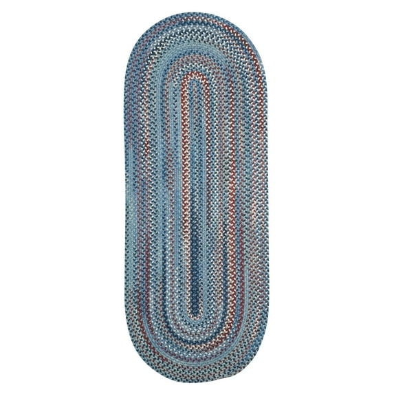 Capel American Heritage 2' x 8' Oval Runner Braided Area Rug - Barn Blue - Traditional & Casual Indoor Living Room Rug