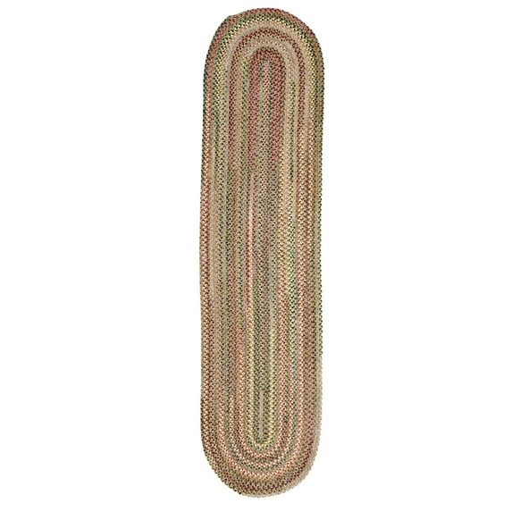 "Capel Rugs American Heritage Moss Multi Oval Runner Braided Area Rug 2' x 8' - Traditional Indoor Living Room Accent"