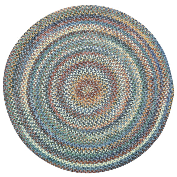 Capel Rugs American Heritage 5' Round Braided Area Rug in Legacy Blue - Traditional Indoor Circular Rug for Living Room.