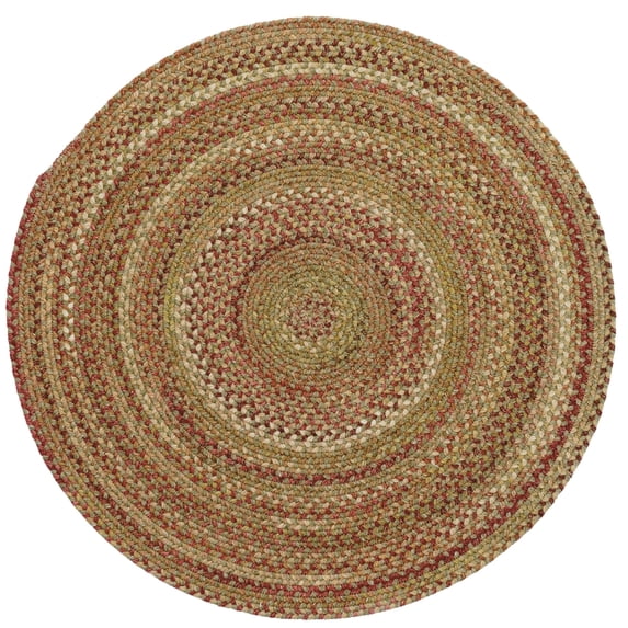 "Capel Rugs American Heritage Braided Area Rug 5' 0" Round - Foliage Color - Traditional Indoor Rug for Living Room"