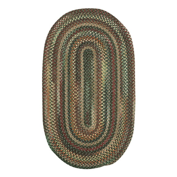 "Capel Rugs American Heritage Braided Oval Area Rug - 36" 0" x 5' 0" Green Multi - Traditional Casual Indoor Living Room Rugs"