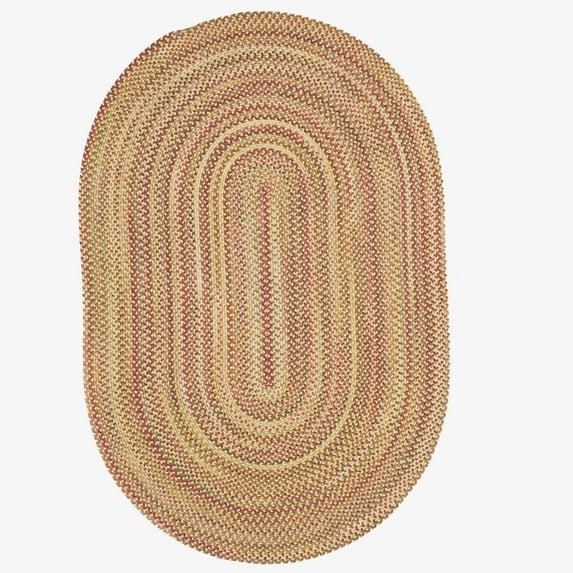 "Capel Rugs American Heritage Oval Braided Area Rug - 7' x 9' Harvest Gold - Traditional Indoor Living Room Carpet"