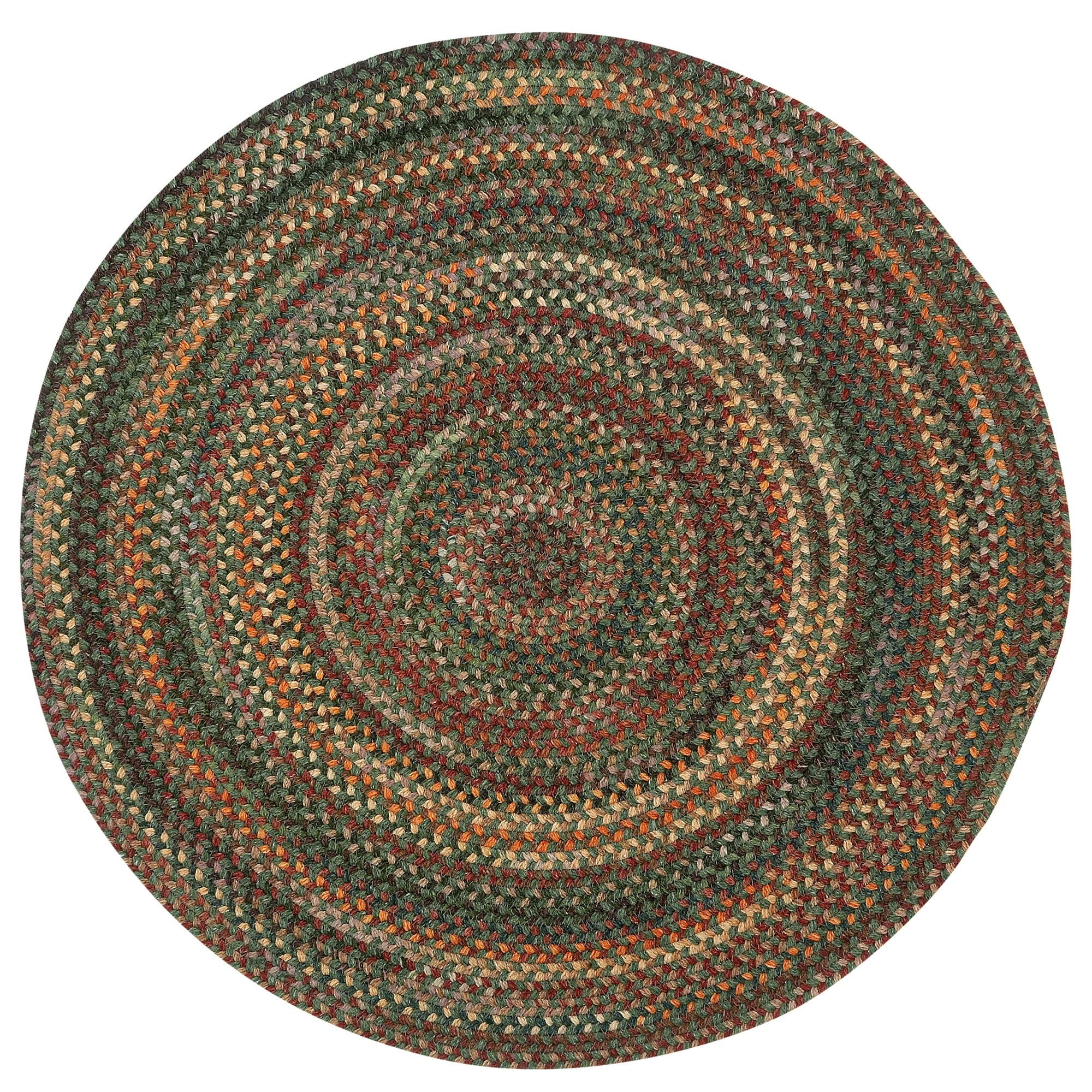 Capel Rugs American Heritage Made in USA Green Multi 5'0" Round Braided