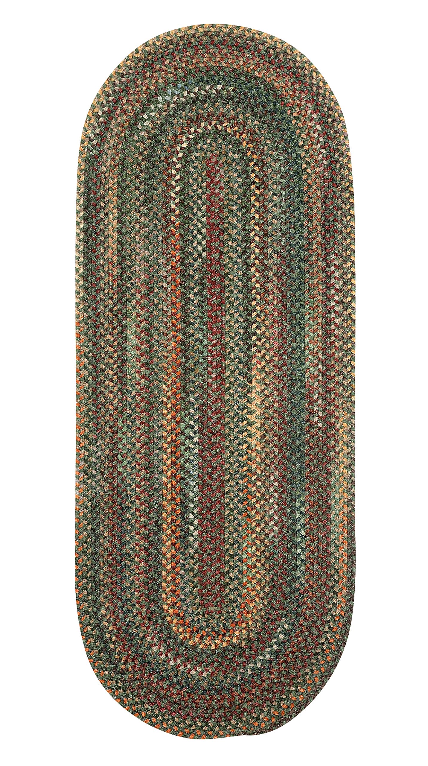 Capel Rugs American Heritage Oval Braided Rug 2x6 Ft Green Multi