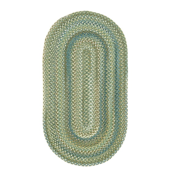 Capel Rugs American Heritage Sage Oval Braided Rug 4x6 - Farmhouse Indoor Area Rug for Bedroom & Kitchen