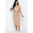 thumbnail image 1 of Capella Casual Ribbed Solid Short Sleeves Round Neck Top And Midi Skirt Set - Rosa Apparel, 1 of 10