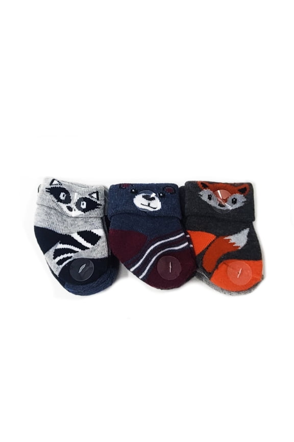 Boys 6 Pairs Socks, Size: 0-6 Months (Animals)