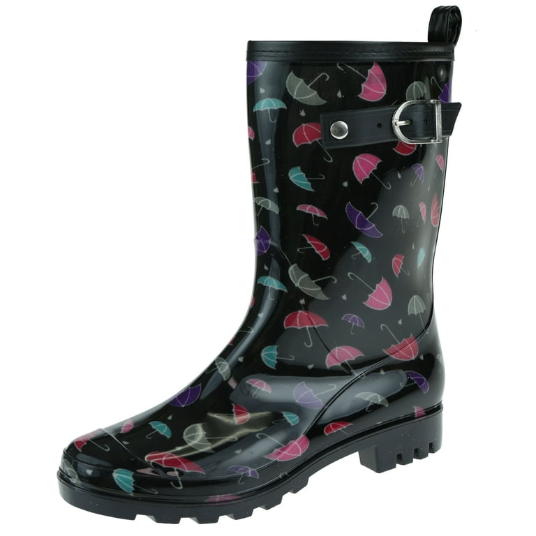 靴 TWW SIDE GORE RAIN BOOTS MID 38 Capelli New York Women's Mid-Calf Rain Boot, Black Shine