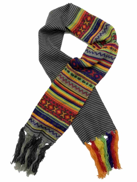 Capelli Womens Multi-Color Fair Isle & Stripe Knit Tassel Scarf