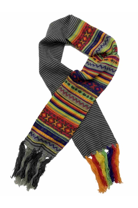 Capelli Womens Multi-Color Fair Isle & Stripe Knit Tassel Scarf