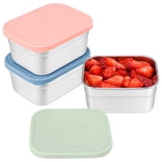 Caperci 3 Pack 10oz Stainless Steel Small Food Containers with Silicone Lids - Leak proof, Reusable & BPA-Free290ml