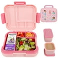 thumbnail image 1 of Caperci 4.8 Cups Bento Box for Kids - 4 Compartments Large Lunch Box with Two Modular Containers, Leak-Proof, Microwave & Dishwasher Safe, BPA-Free, Mermaid Pattern (Pink), 1 of 8