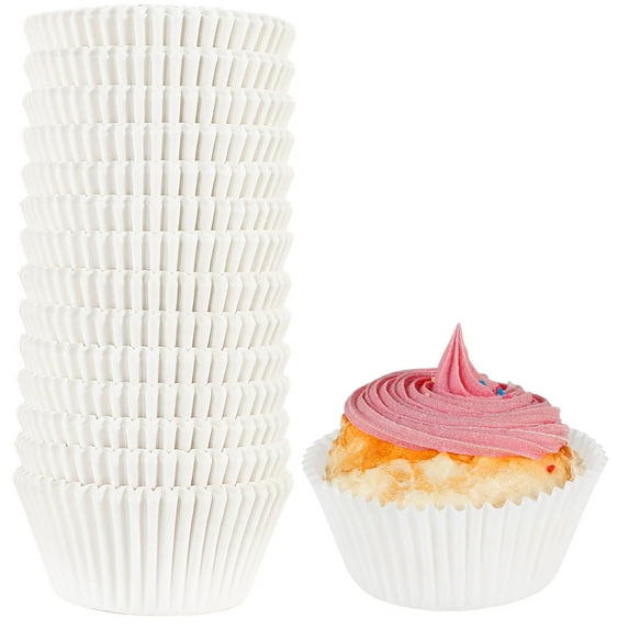Caperci 500 Count Food-Grade Cupcake & Muffin Liners - Odorless Grease-Proof Paper Baking Cups for Baking Cakes, Pastries & Nuts(white)